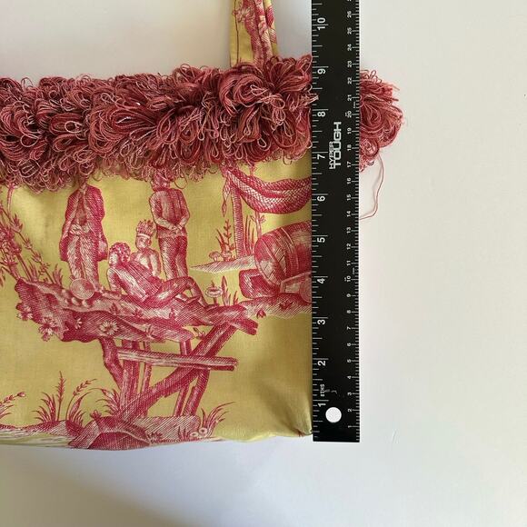 Millie Bags Yellow Pink vintage y2k fringe fabric purse, unique handbag - Picture 6 of 10